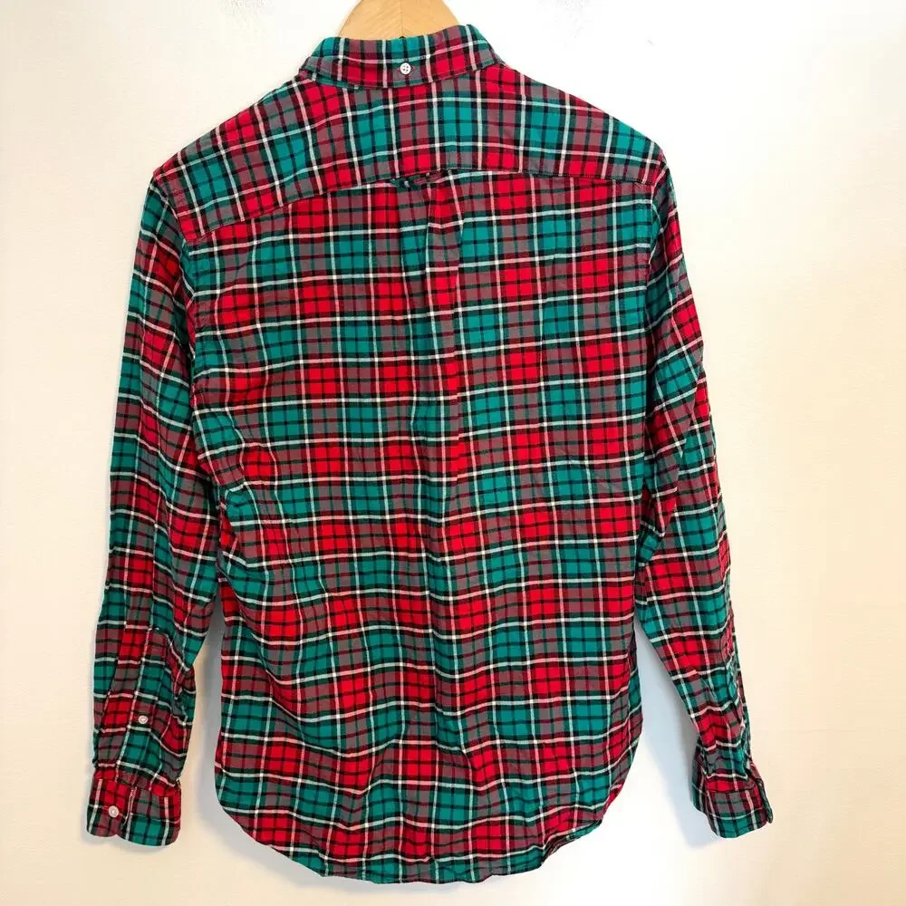 J. Crew Men's Oxford Plaid Cotton Button Down Shirt In Red Green Size Small - Picture 5 of 9